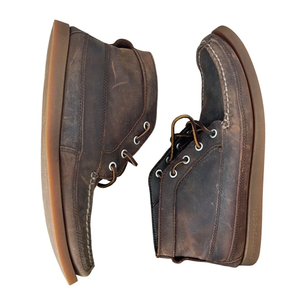 Sperry Top-Sider Men's Moccasin Boots Brown Leather Sz 6.5